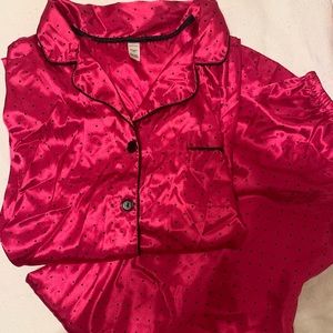 Hot Pink Satin Polka Dot Pj’s